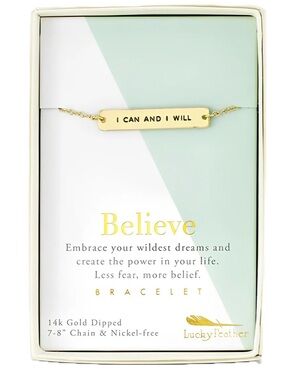 Lucky Feather Believe 'I Can And I Will' Inspirational Bracelet